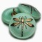18mm Dragonfly Button Mint with a Gold Dragonfly - Czech Glass Buttons